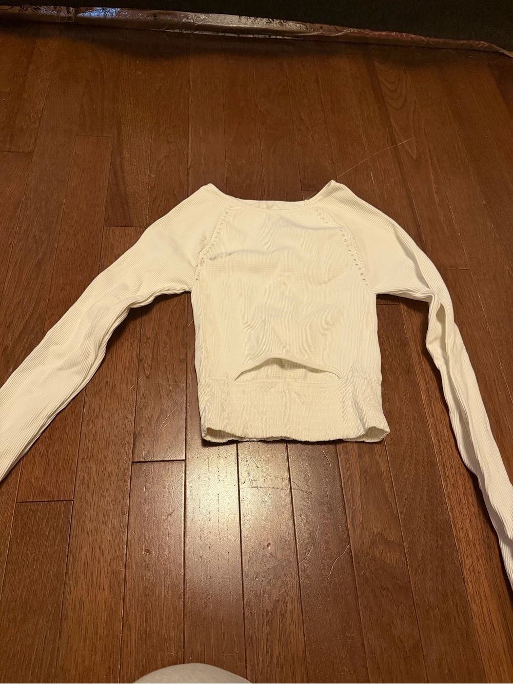 FP Movement by Free People Cream Ribbed Scoop-Neck athletic top